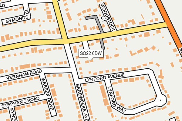 SO22 6DW map - OS OpenMap – Local (Ordnance Survey)