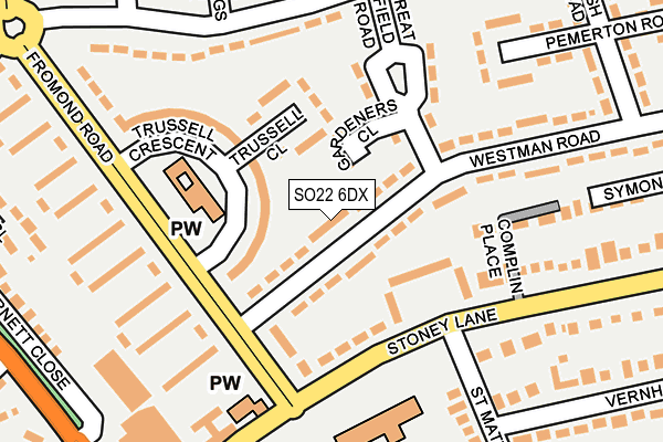 SO22 6DX map - OS OpenMap – Local (Ordnance Survey)