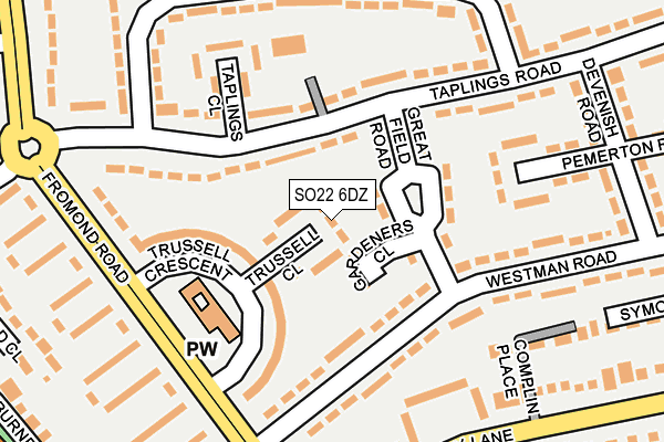 SO22 6DZ map - OS OpenMap – Local (Ordnance Survey)
