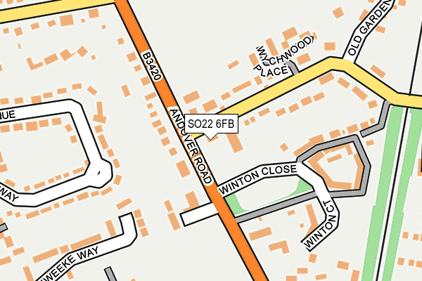 SO22 6FB map - OS OpenMap – Local (Ordnance Survey)