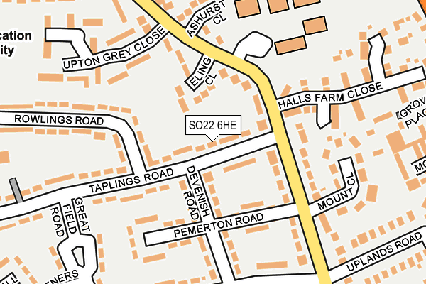 SO22 6HE map - OS OpenMap – Local (Ordnance Survey)