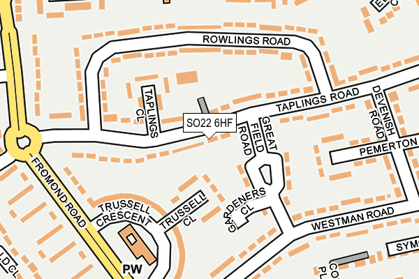 SO22 6HF map - OS OpenMap – Local (Ordnance Survey)