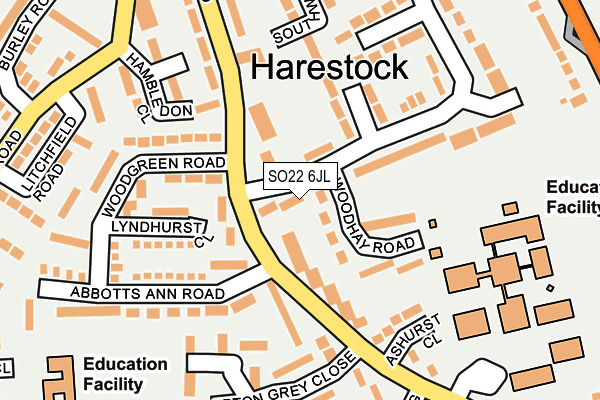 SO22 6JL map - OS OpenMap – Local (Ordnance Survey)