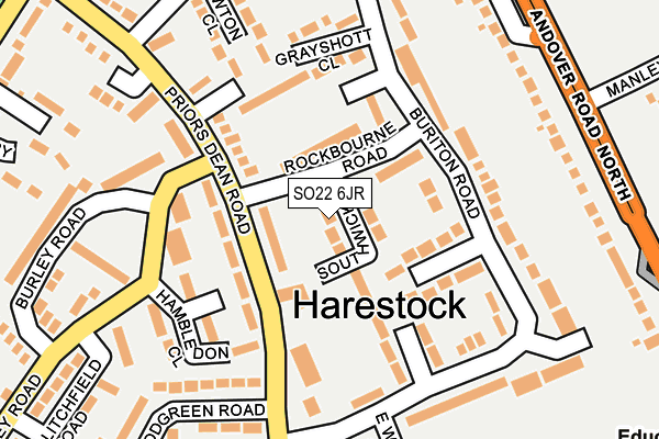 SO22 6JR map - OS OpenMap – Local (Ordnance Survey)