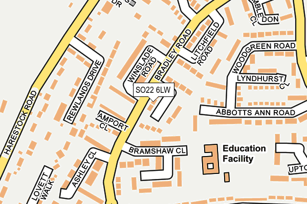 SO22 6LW map - OS OpenMap – Local (Ordnance Survey)