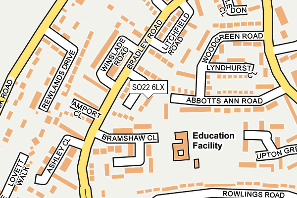 SO22 6LX map - OS OpenMap – Local (Ordnance Survey)