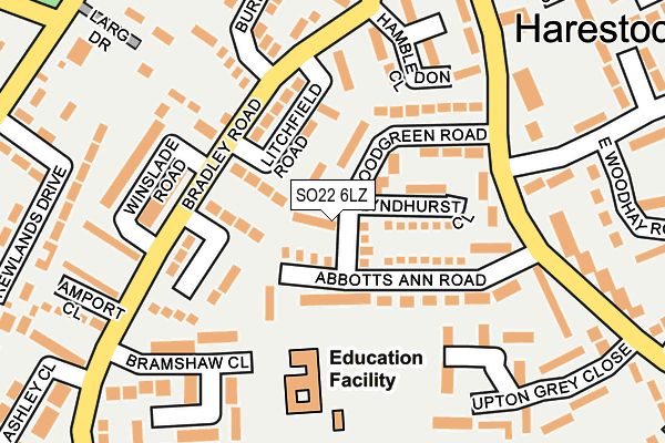 SO22 6LZ map - OS OpenMap – Local (Ordnance Survey)