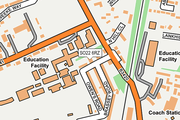SO22 6RZ map - OS OpenMap – Local (Ordnance Survey)
