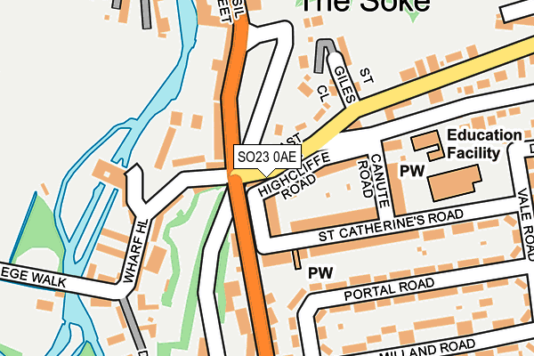 SO23 0AE map - OS OpenMap – Local (Ordnance Survey)