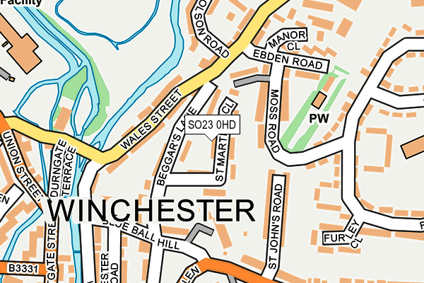 SO23 0HD map - OS OpenMap – Local (Ordnance Survey)