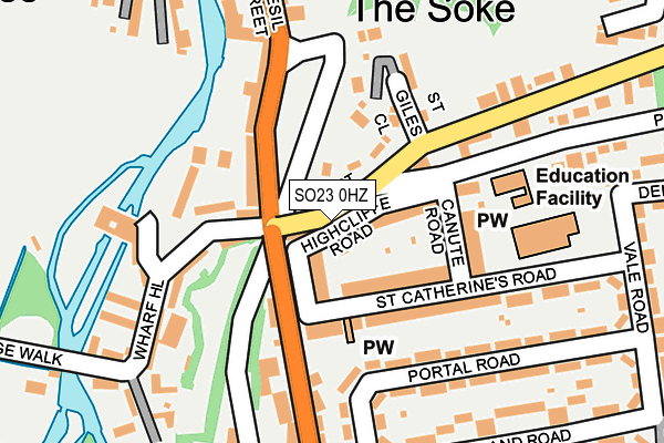 SO23 0HZ map - OS OpenMap – Local (Ordnance Survey)
