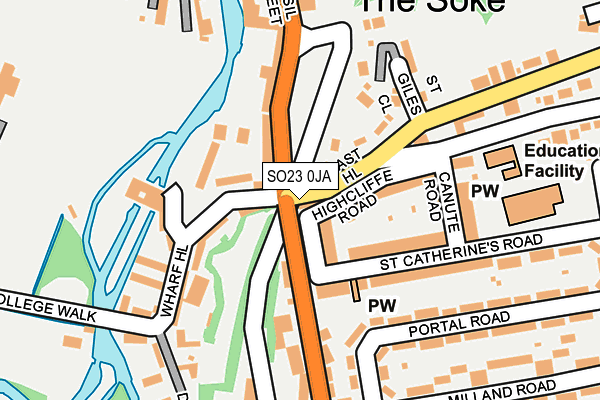 SO23 0JA map - OS OpenMap – Local (Ordnance Survey)
