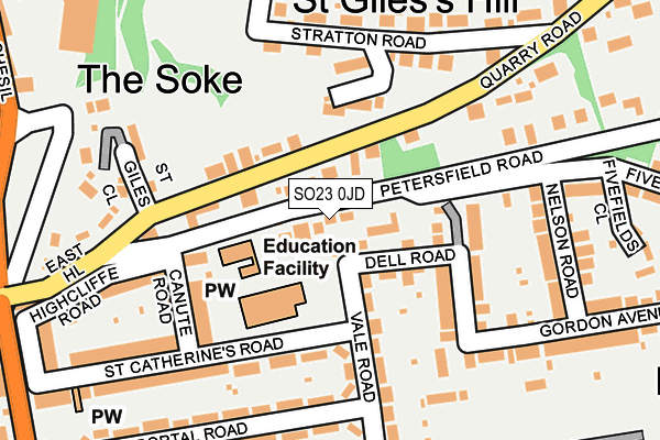 SO23 0JD map - OS OpenMap – Local (Ordnance Survey)