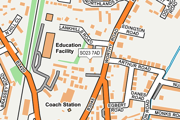 SO23 7AD map - OS OpenMap – Local (Ordnance Survey)