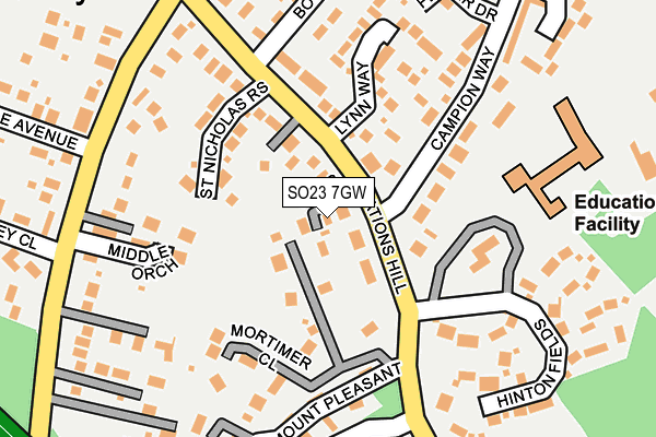 SO23 7GW map - OS OpenMap – Local (Ordnance Survey)