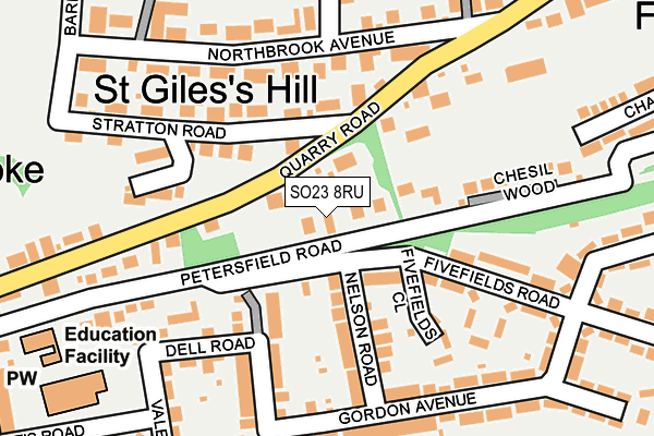 SO23 8RU map - OS OpenMap – Local (Ordnance Survey)