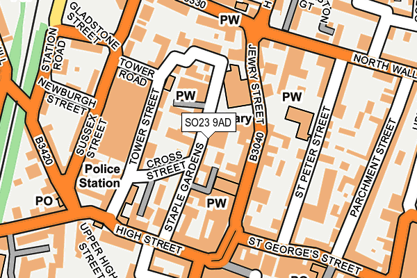 SO23 9AD map - OS OpenMap – Local (Ordnance Survey)