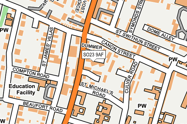 SO23 9AF map - OS OpenMap – Local (Ordnance Survey)