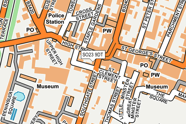 SO23 9DT map - OS OpenMap – Local (Ordnance Survey)