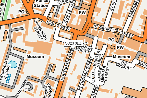SO23 9DZ map - OS OpenMap – Local (Ordnance Survey)