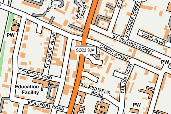 SO23 9JA map - OS OpenMap – Local (Ordnance Survey)
