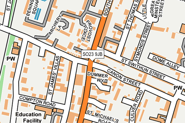 SO23 9JB map - OS OpenMap – Local (Ordnance Survey)