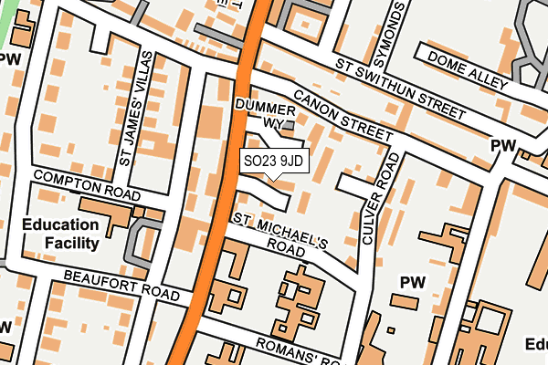 SO23 9JD map - OS OpenMap – Local (Ordnance Survey)