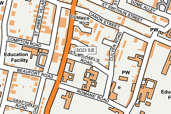 SO23 9JE map - OS OpenMap – Local (Ordnance Survey)