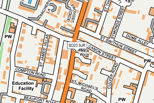 SO23 9JR map - OS OpenMap – Local (Ordnance Survey)