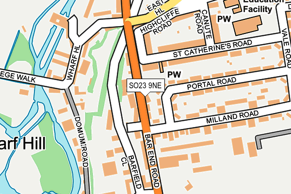 SO23 9NE map - OS OpenMap – Local (Ordnance Survey)