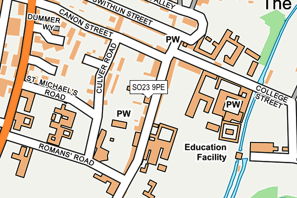 SO23 9PE map - OS OpenMap – Local (Ordnance Survey)