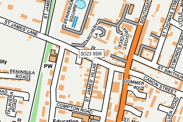 SO23 9SW map - OS OpenMap – Local (Ordnance Survey)