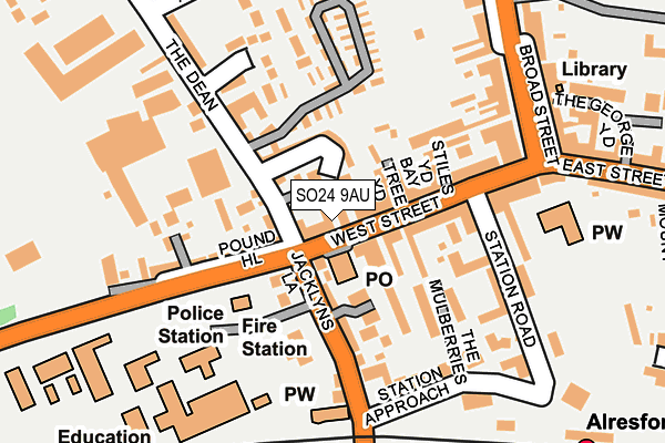 SO24 9AU map - OS OpenMap – Local (Ordnance Survey)