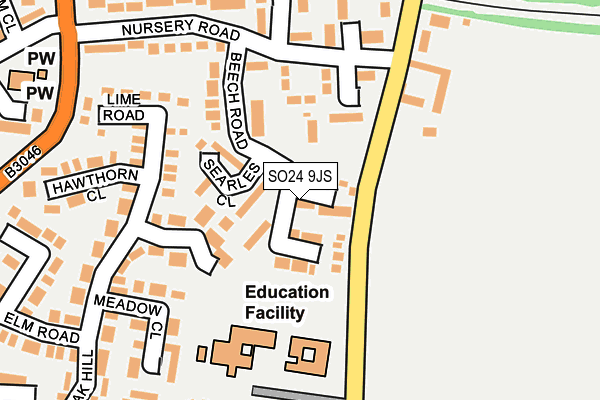 SO24 9JS map - OS OpenMap – Local (Ordnance Survey)