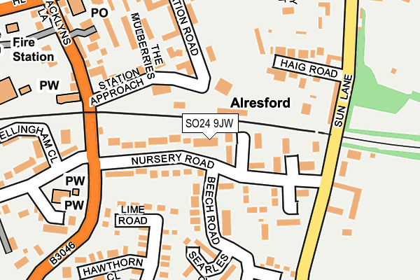 SO24 9JW map - OS OpenMap – Local (Ordnance Survey)