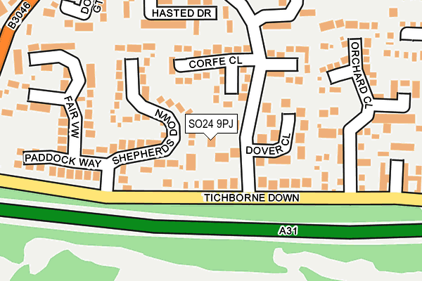 SO24 9PJ map - OS OpenMap – Local (Ordnance Survey)