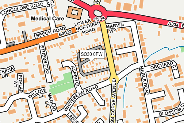 SO30 0FW map - OS OpenMap – Local (Ordnance Survey)