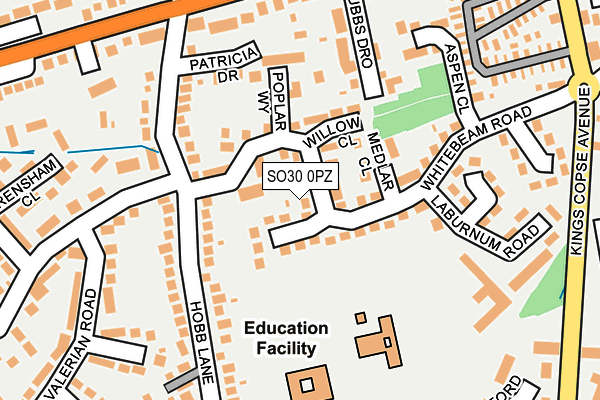 SO30 0PZ map - OS OpenMap – Local (Ordnance Survey)