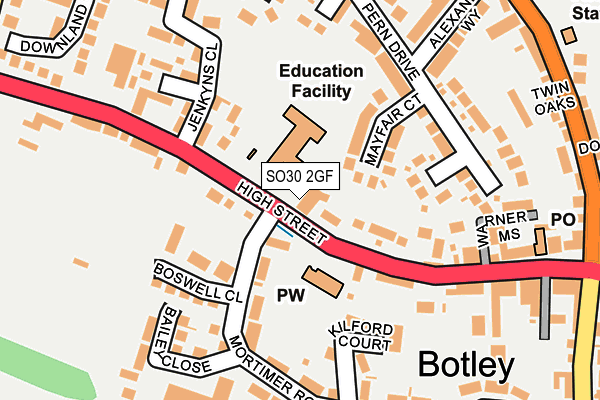 SO30 2GF map - OS OpenMap – Local (Ordnance Survey)