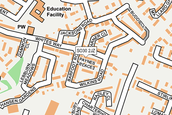 SO30 2JZ map - OS OpenMap – Local (Ordnance Survey)