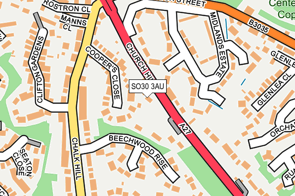 SO30 3AU map - OS OpenMap – Local (Ordnance Survey)