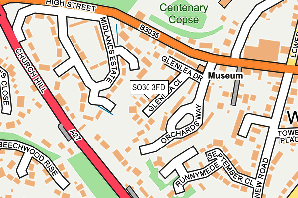 SO30 3FD map - OS OpenMap – Local (Ordnance Survey)