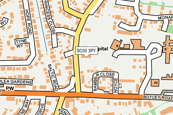 SO30 3PY map - OS OpenMap – Local (Ordnance Survey)