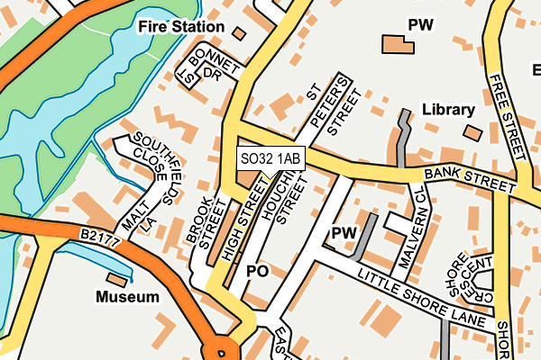 SO32 1AB map - OS OpenMap – Local (Ordnance Survey)