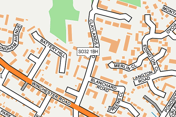 SO32 1BH map - OS OpenMap – Local (Ordnance Survey)