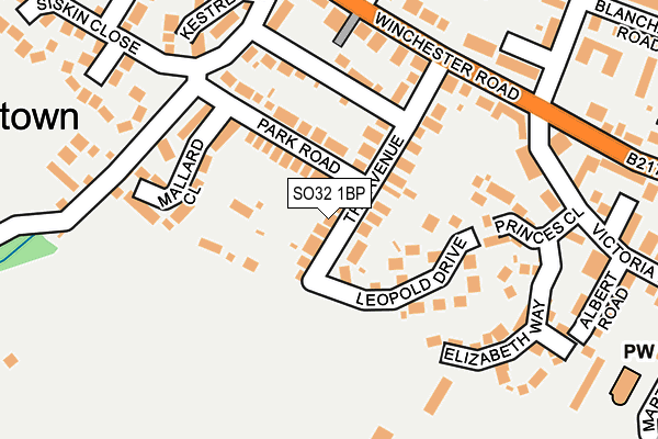 SO32 1BP map - OS OpenMap – Local (Ordnance Survey)