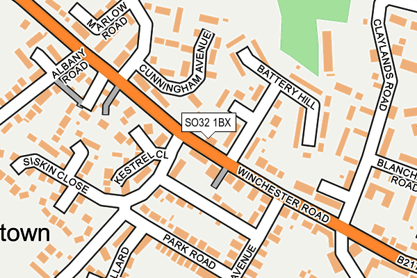 SO32 1BX map - OS OpenMap – Local (Ordnance Survey)