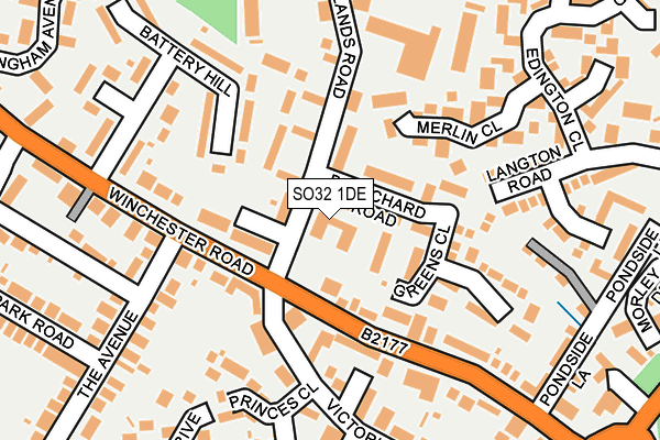 SO32 1DE map - OS OpenMap – Local (Ordnance Survey)