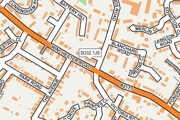 SO32 1JS map - OS OpenMap – Local (Ordnance Survey)