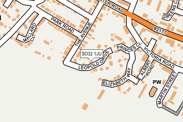 SO32 1JU map - OS OpenMap – Local (Ordnance Survey)